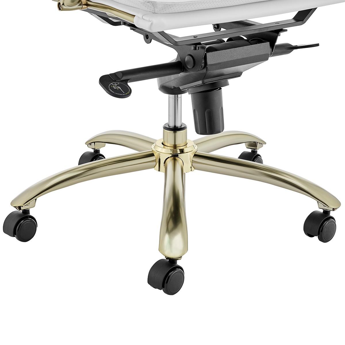 Corner Office White and Gold High Back Office Chair