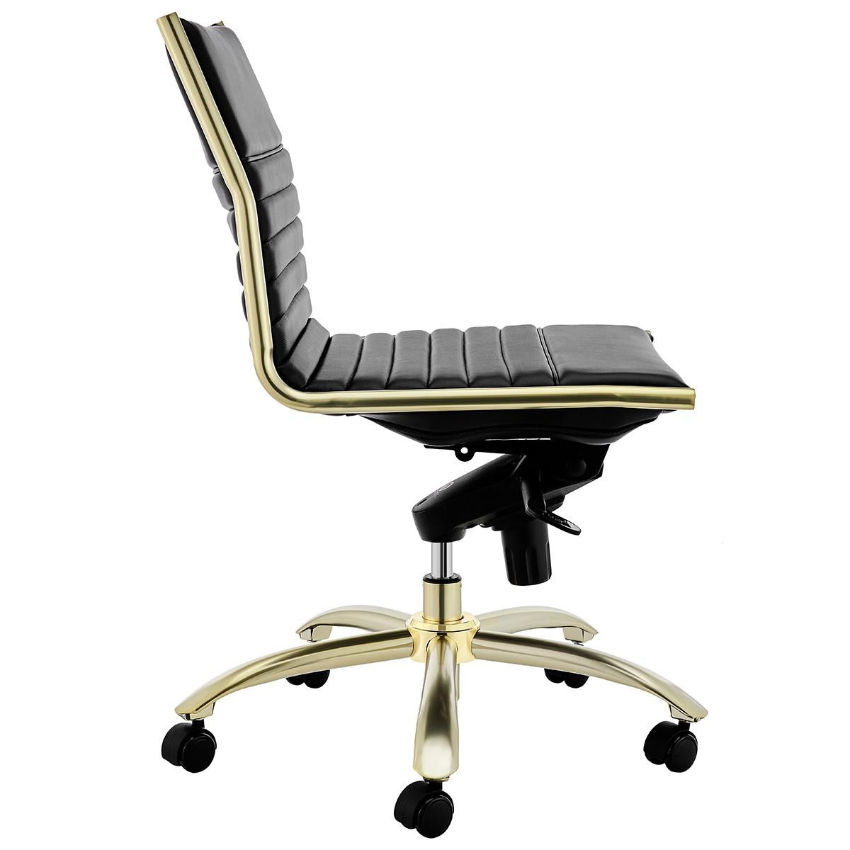 Executive Black and Gold Low Back No Arm Office Chair