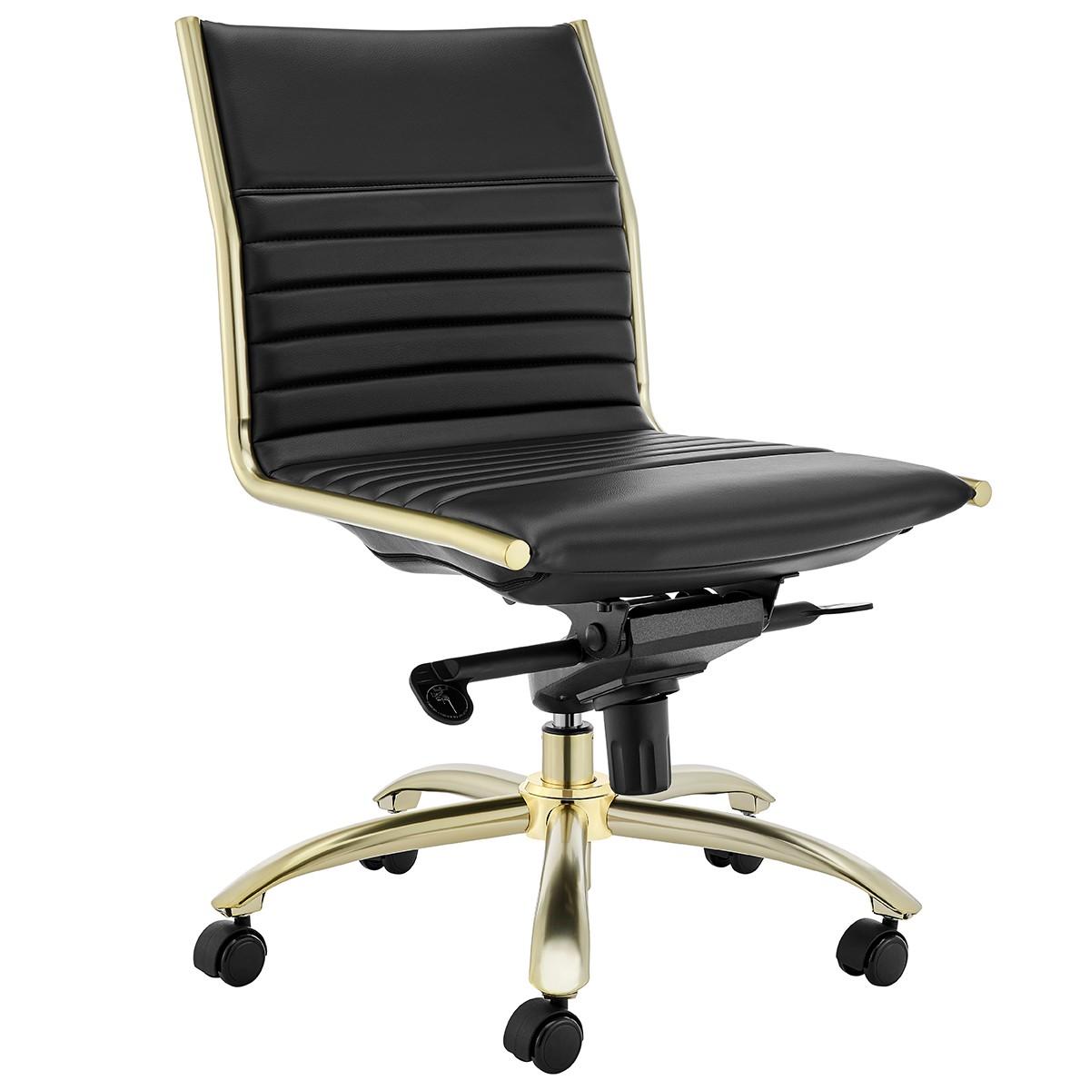 Executive Black and Gold Low Back No Arm Office Chair