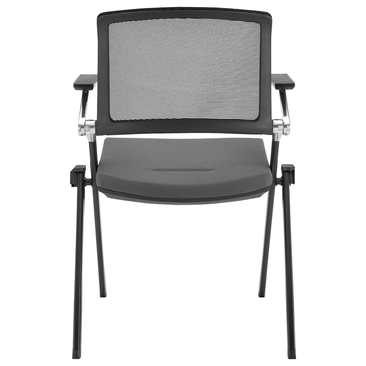 Set of Two Folding and Stacking Gray Mesh Armchairs