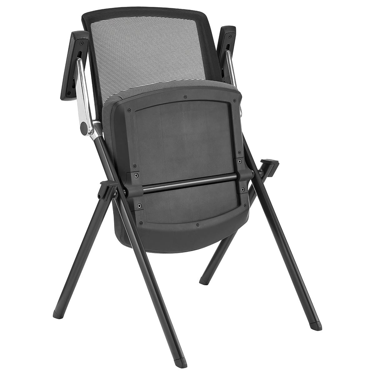 Set of Two Folding and Stacking Gray Mesh Armchairs