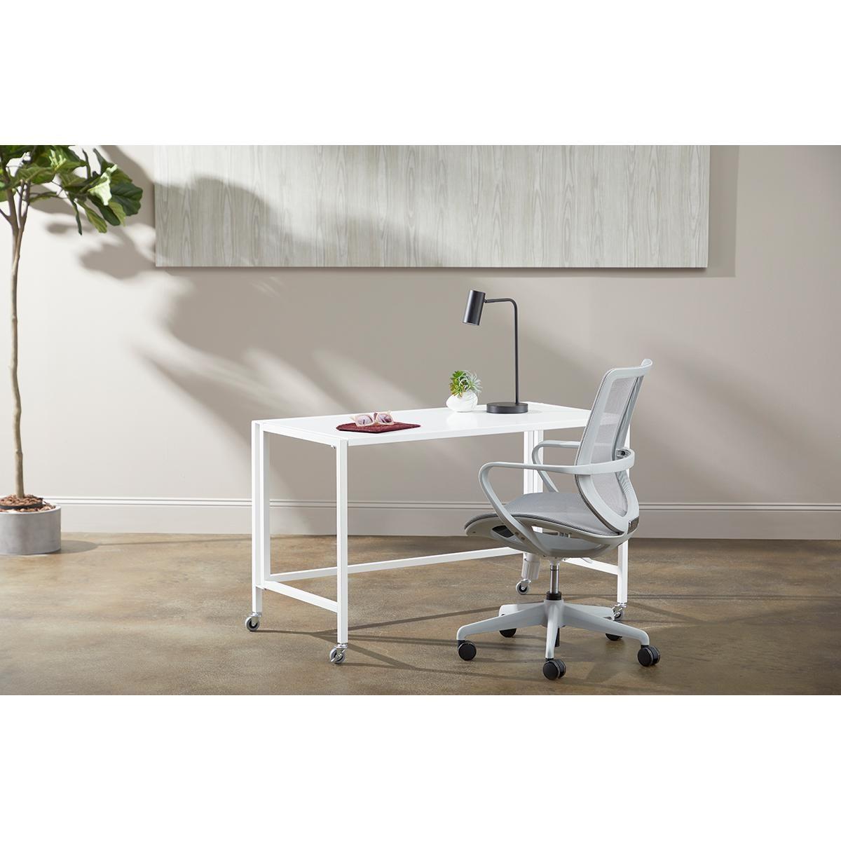 White Mesh Office Chair with Metal Frame