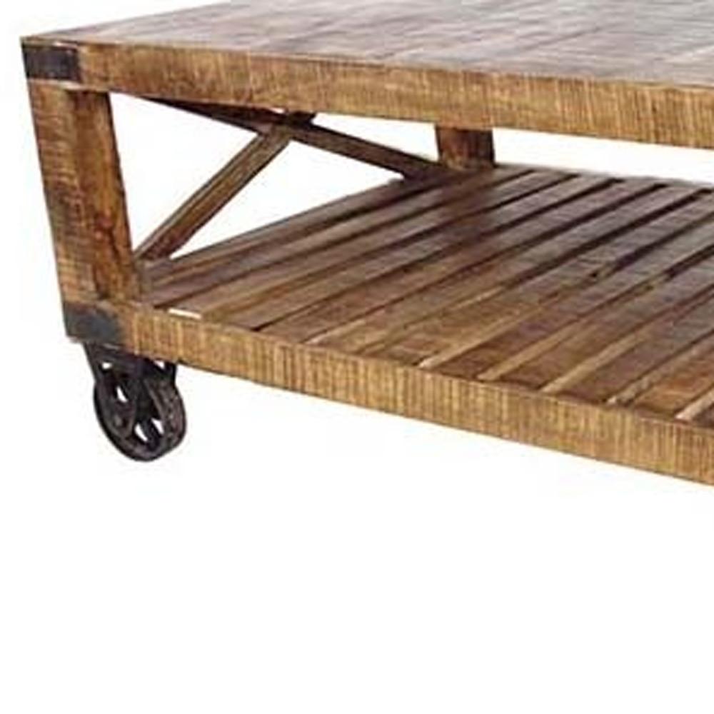 Traditional Cart Style Wooden Coffee Table