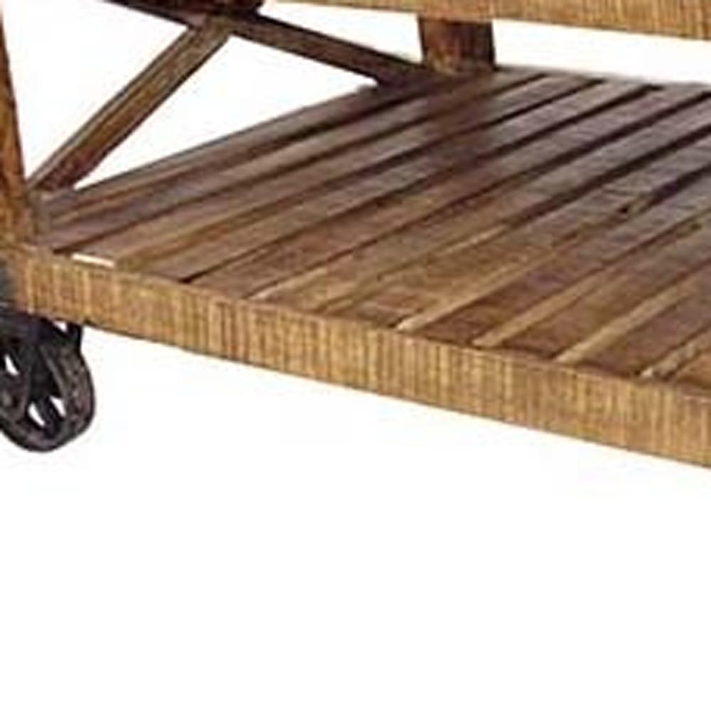 Traditional Cart Style Wooden Coffee Table