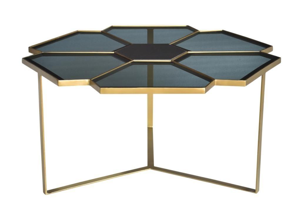 Geometric Floral Glass Coffee Table