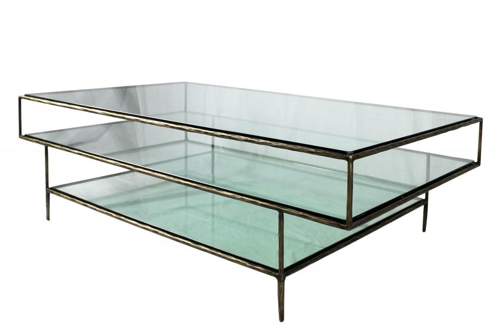 Clear Glass Triple Layered Coffee Table