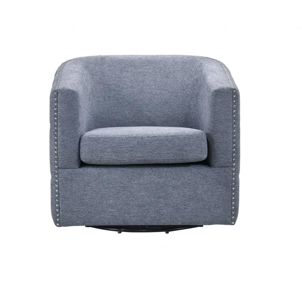 Chambray Blue Swivel Barrel Accent Chair