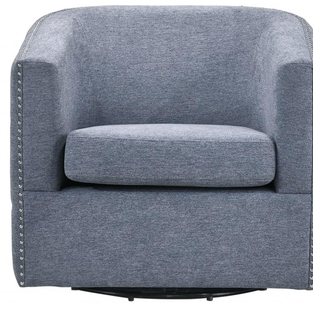 Chambray Blue Swivel Barrel Accent Chair