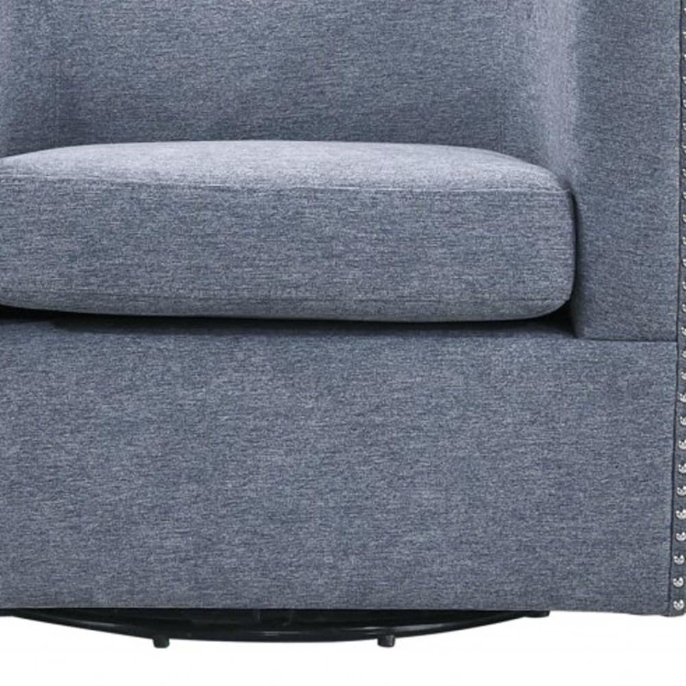 Chambray Blue Swivel Barrel Accent Chair