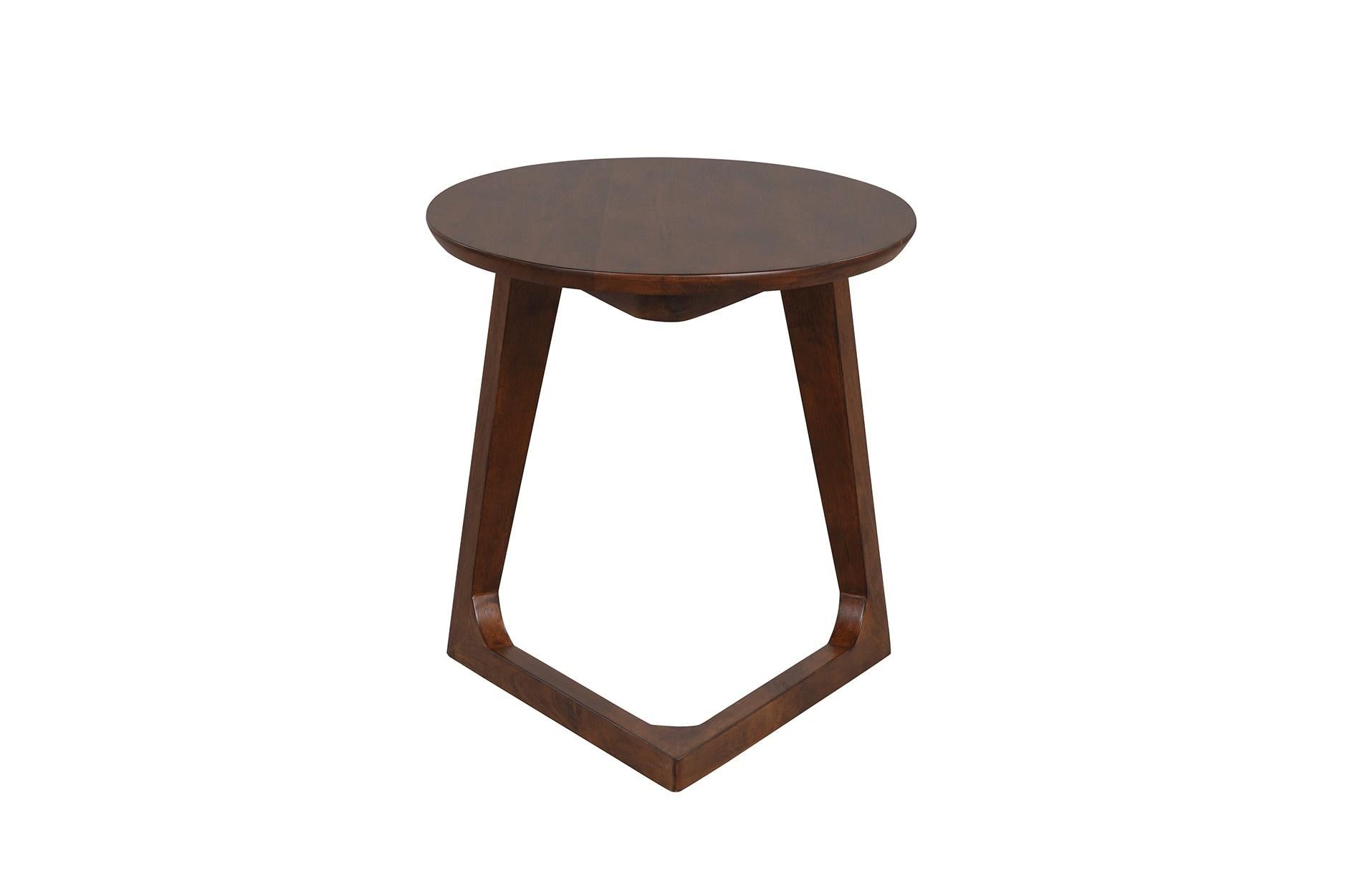 Asymmetric Mocha Wood End or Side Table