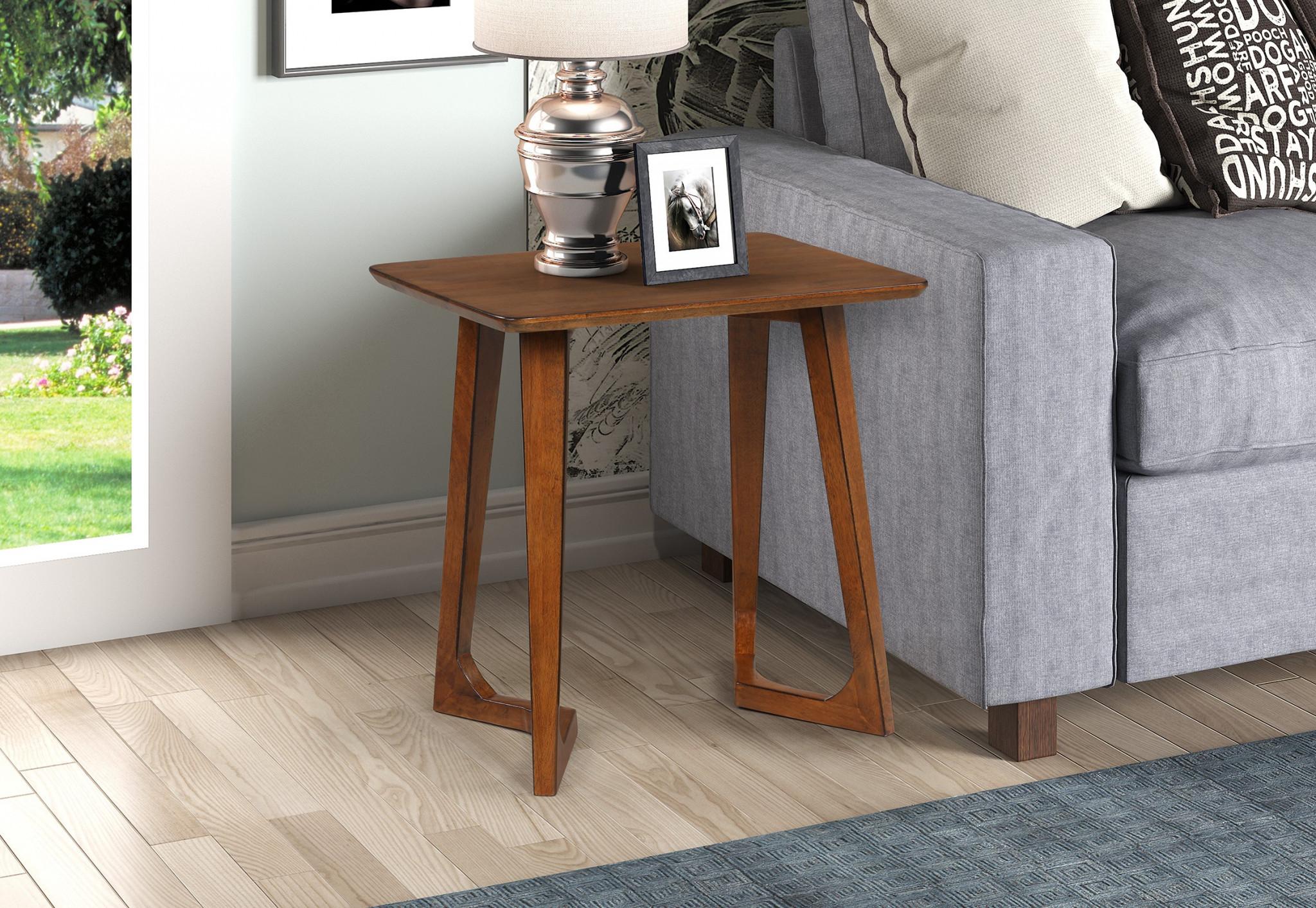 Modern Geo Legs Wood End or Side Table