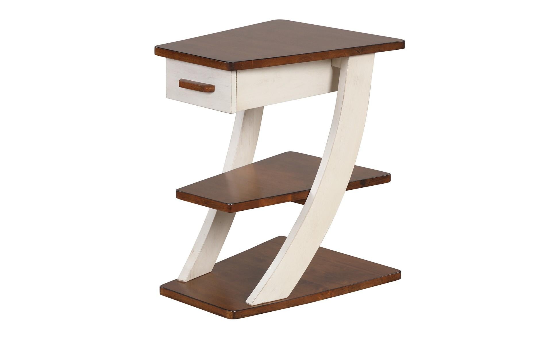 Modern Tobacco Wood End Table With Drawer