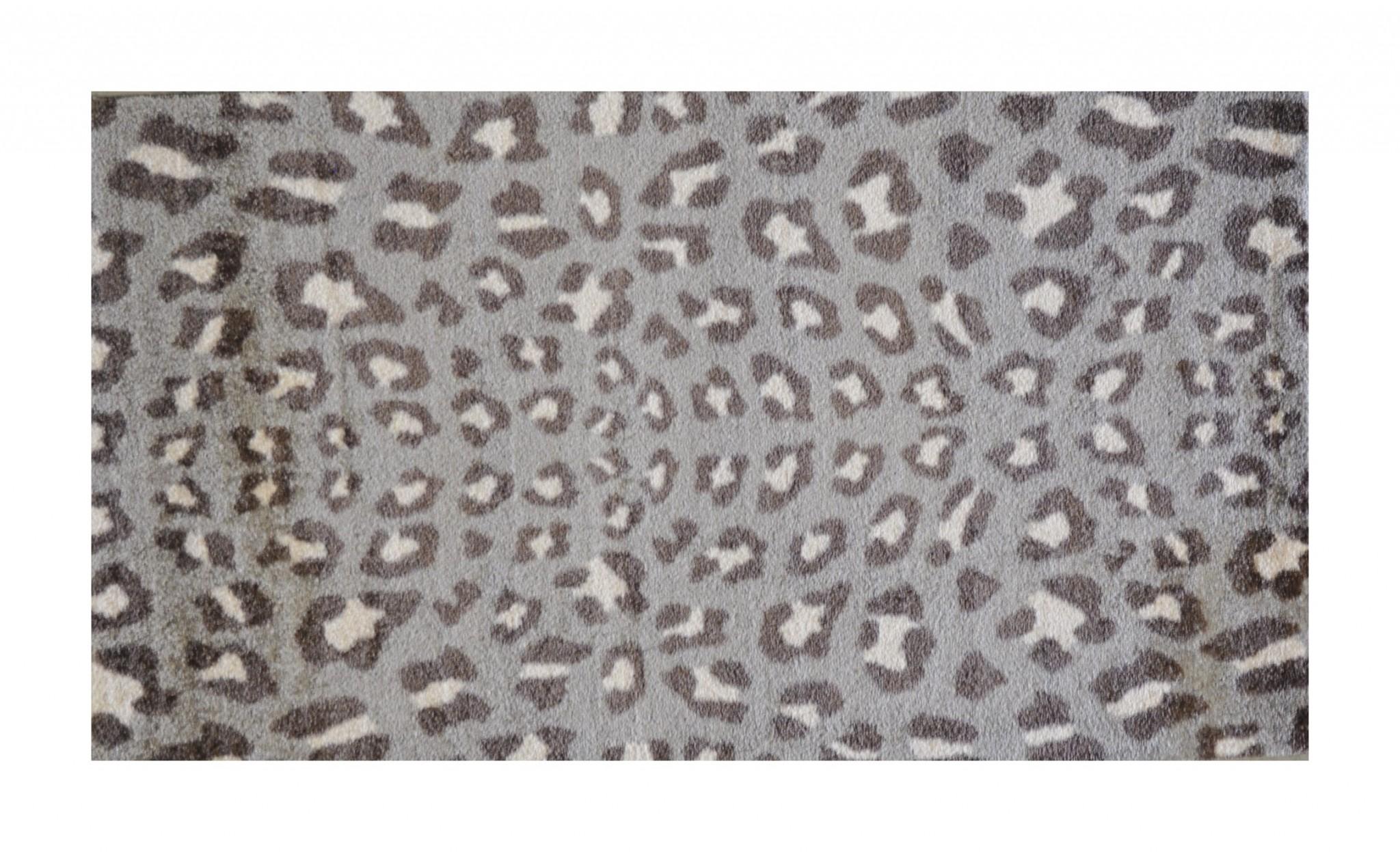 2' x 4' Gray and Brown Cheetah Washable Floor Mat