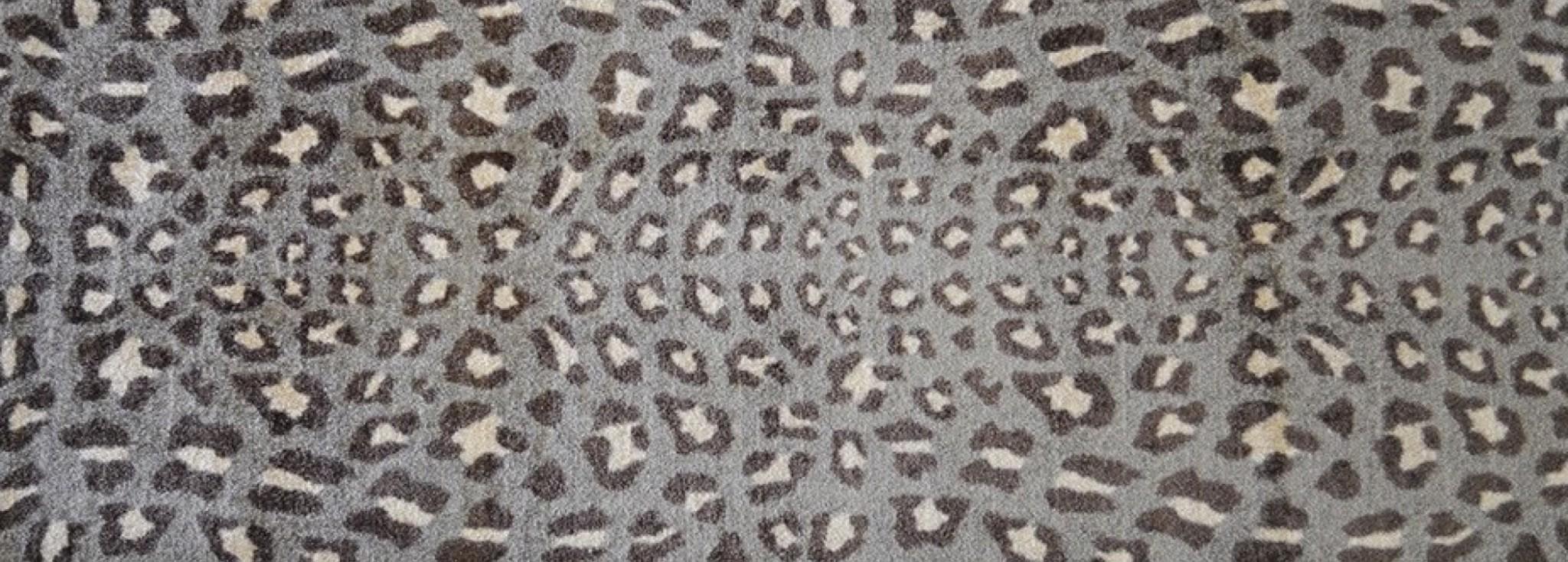 2' x 6' Gray and Brown Cheetah Washable Runner Rug