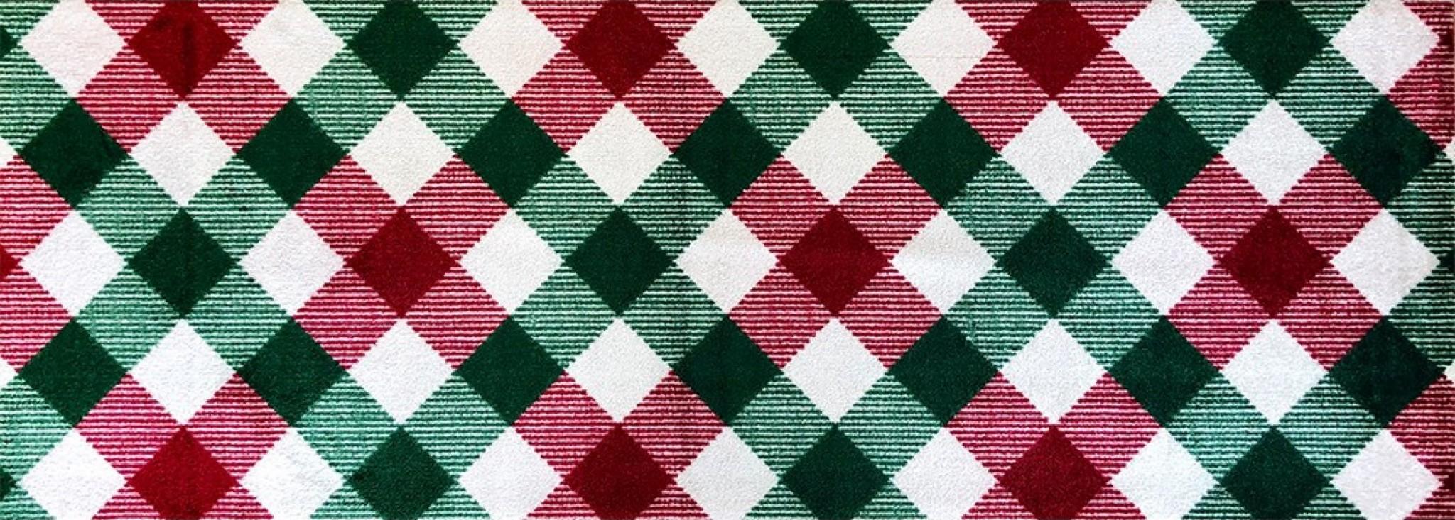 2' x 6' Red and Green Plaid Washable Runner Rug