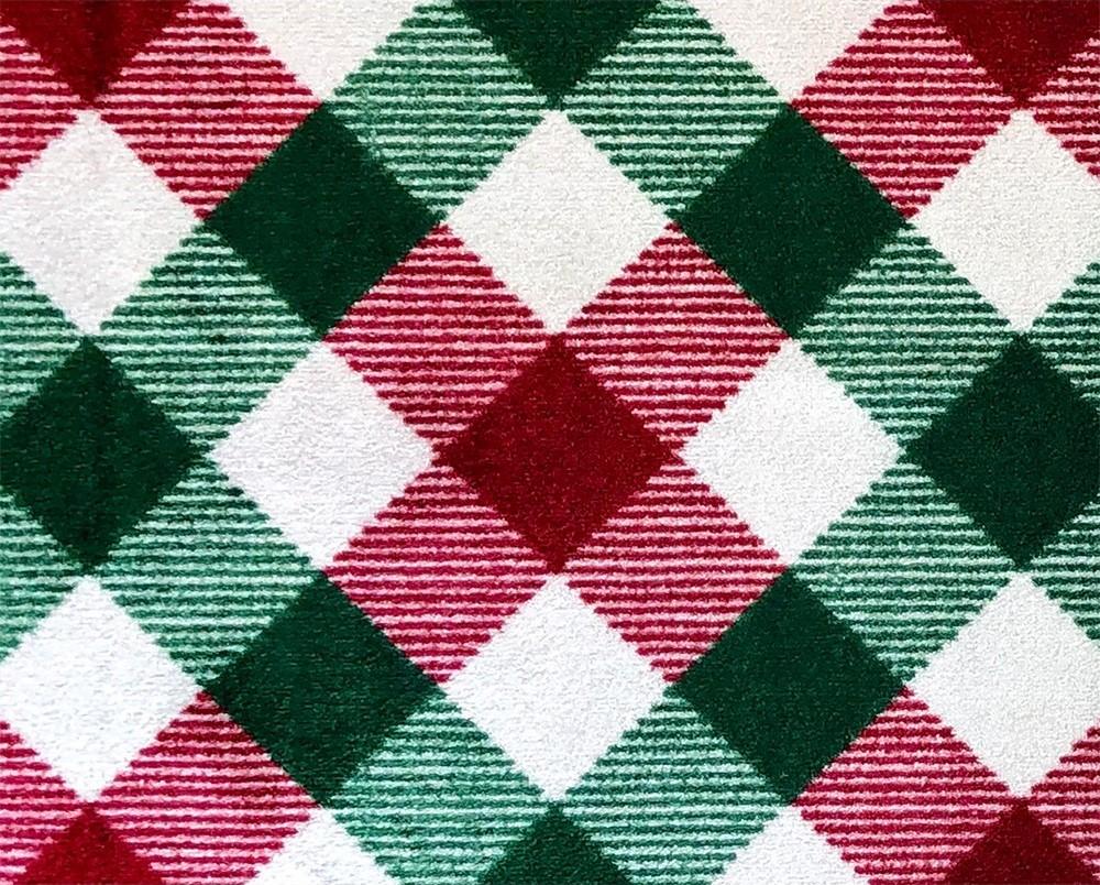 2' x 3' Red and Green Plaid Washable Floor Mat