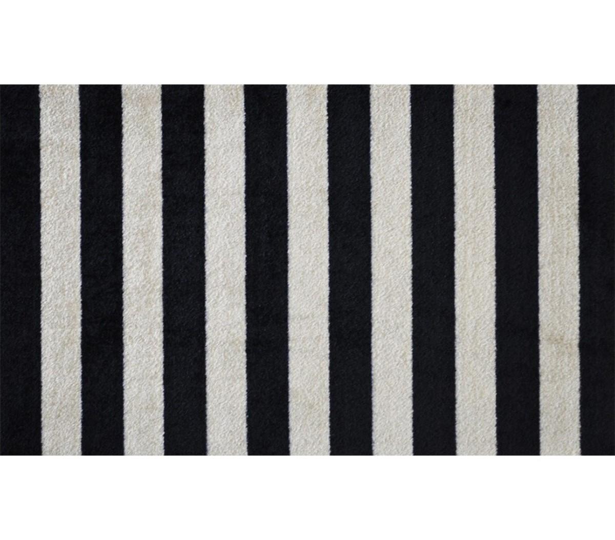 2' x 4' Black and Tan Wide Stripe Washable Floor Mat