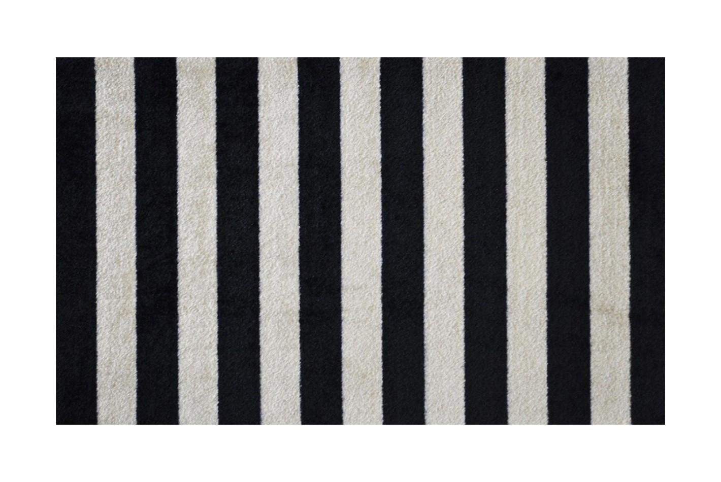 2' x 4' Black and Tan Wide Stripe Washable Floor Mat