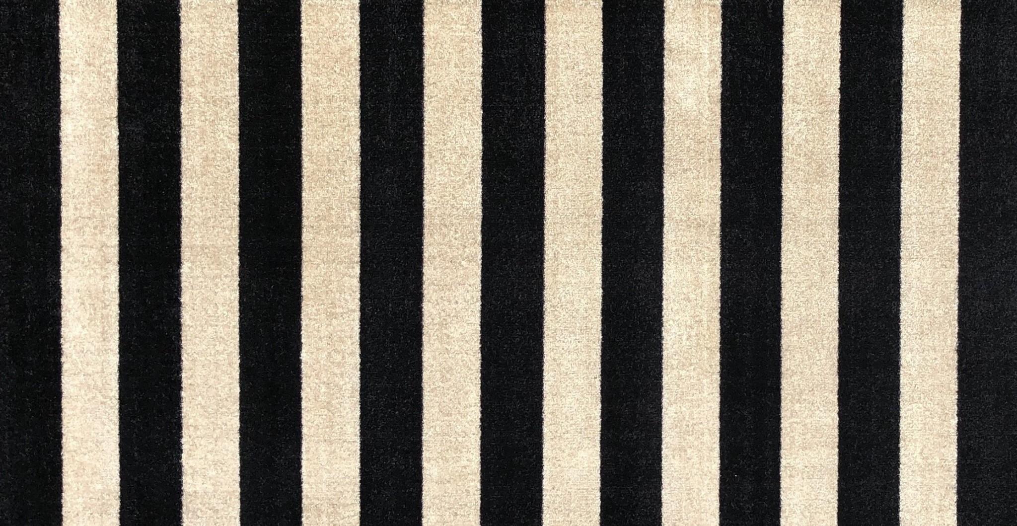 2' x 4' Black and Tan Wide Stripe Washable Floor Mat