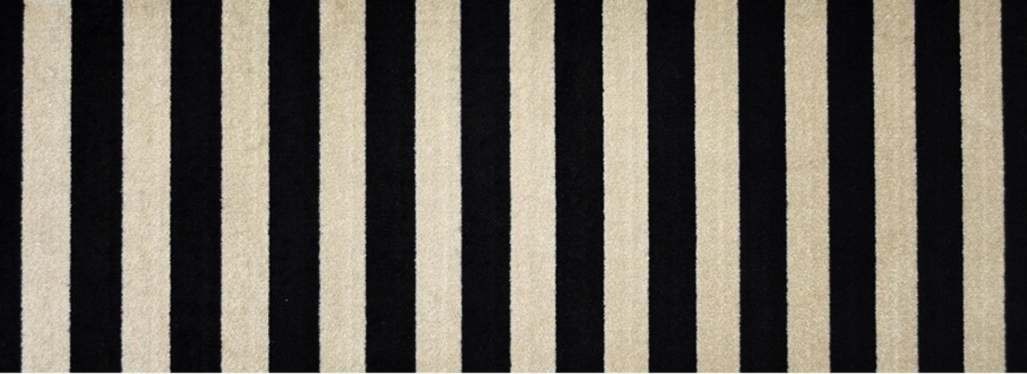 2' x 6' Black and Tan Wide Stripe Washable Runner Rug