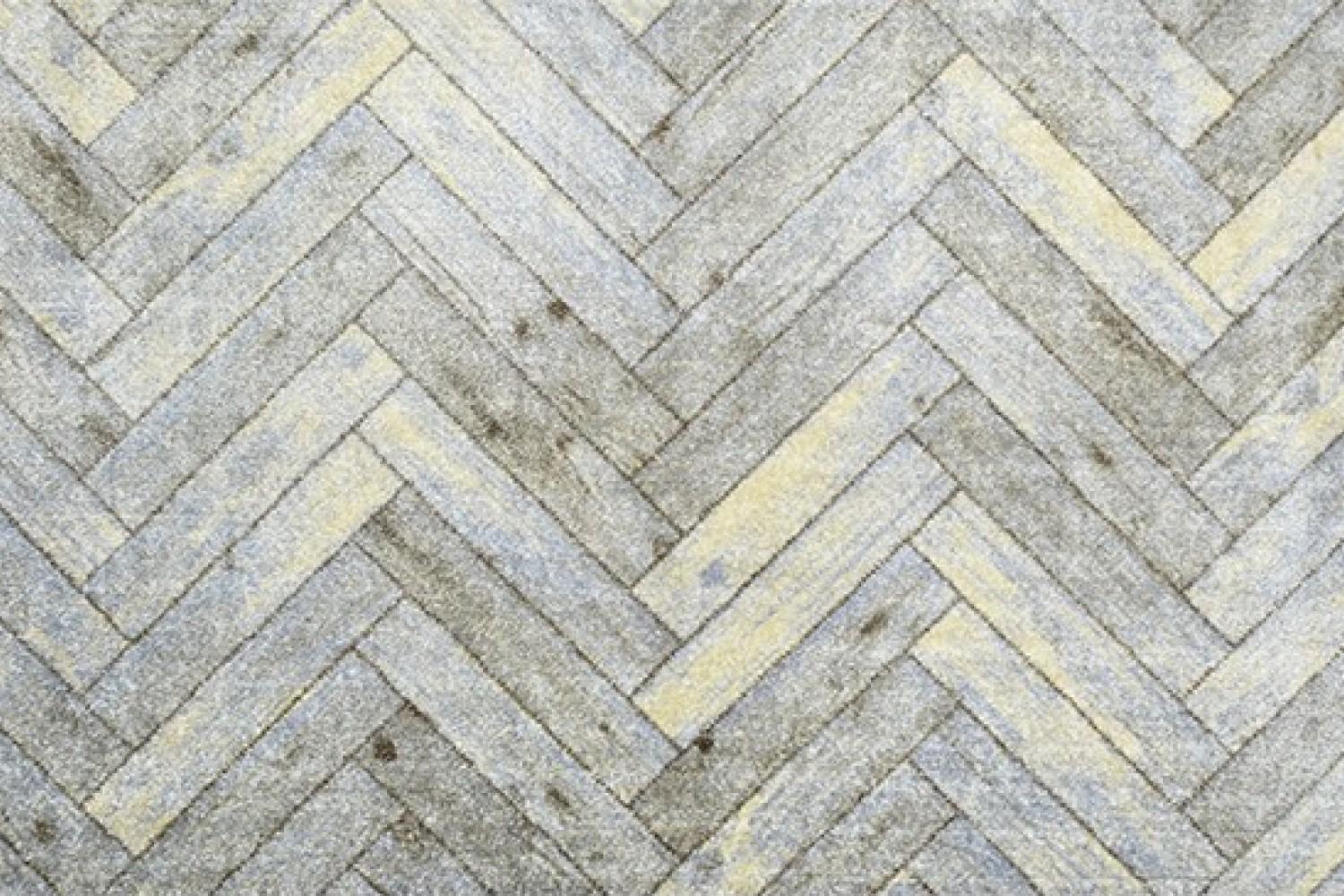 2' x 6' Rustic Gray Herringbone Washable Runner Rug