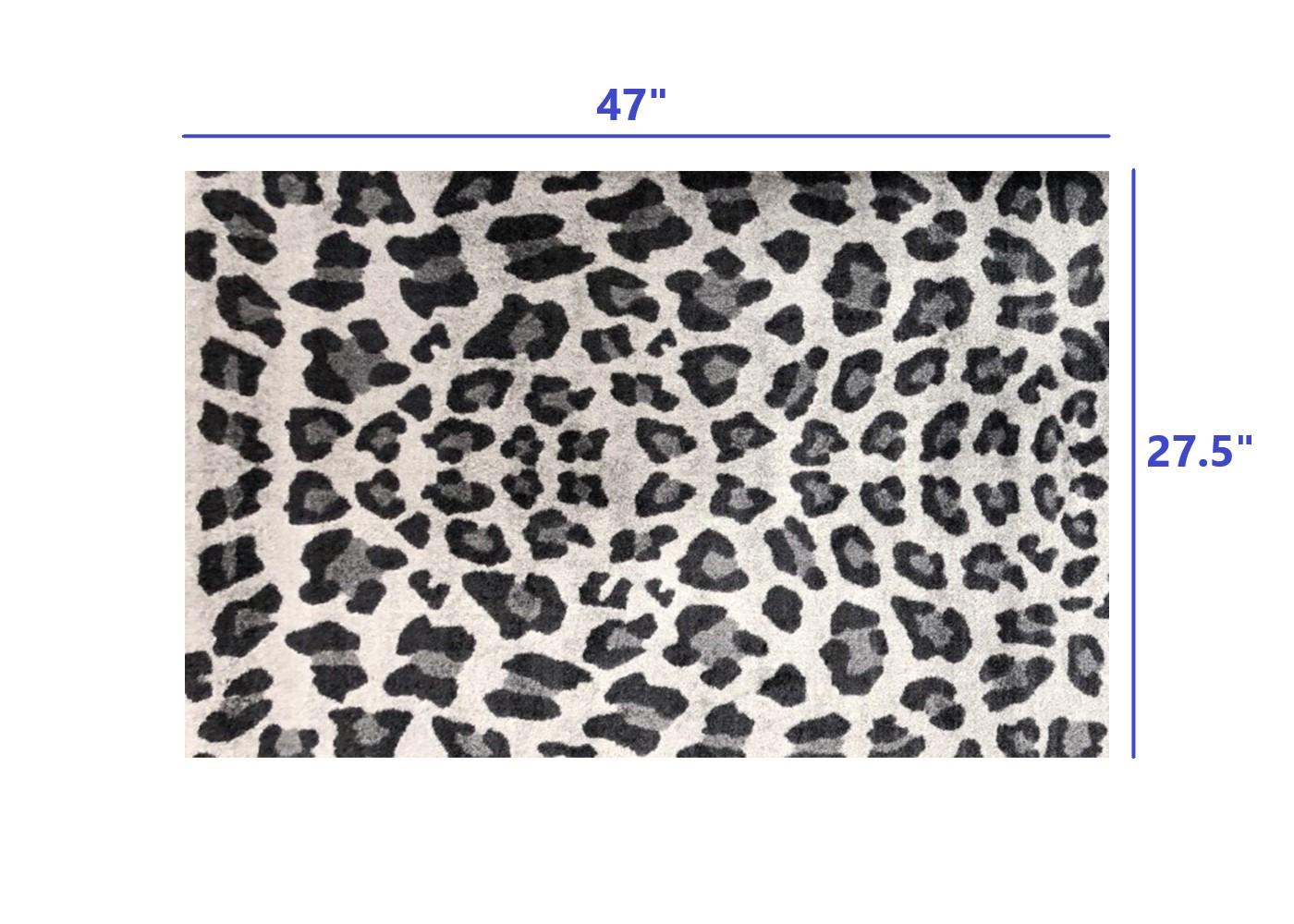 2' x 4' Black and Gray Cheetah Washable Floor Mat