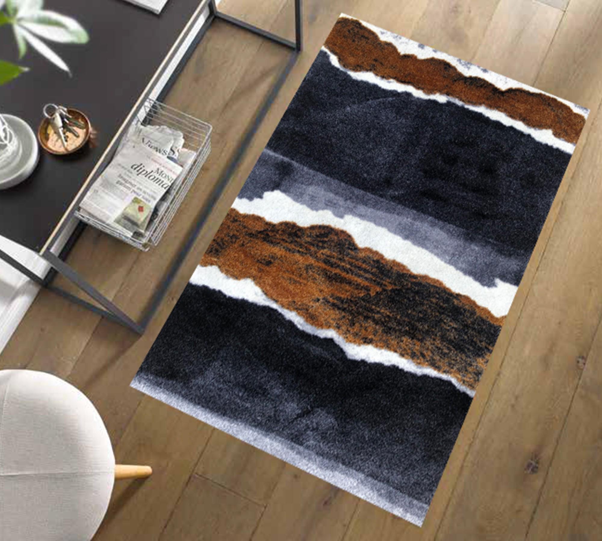 2' x 4' Gray and Brown Abstract Southwest Washable Floor Mat