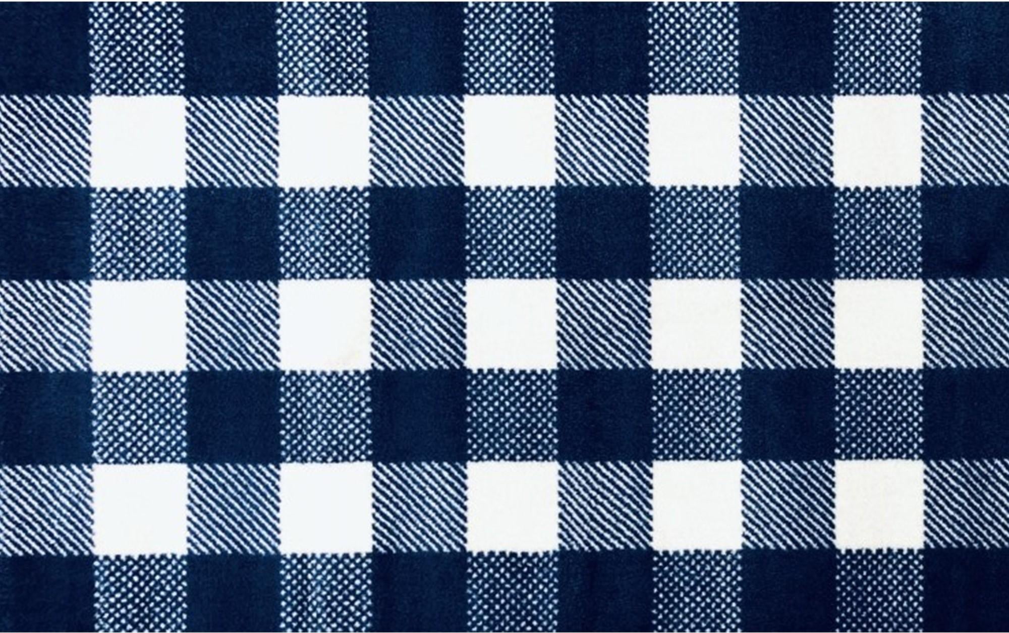 2' x 4' Navy and White Buffalo Plaid Washable Floor Mat