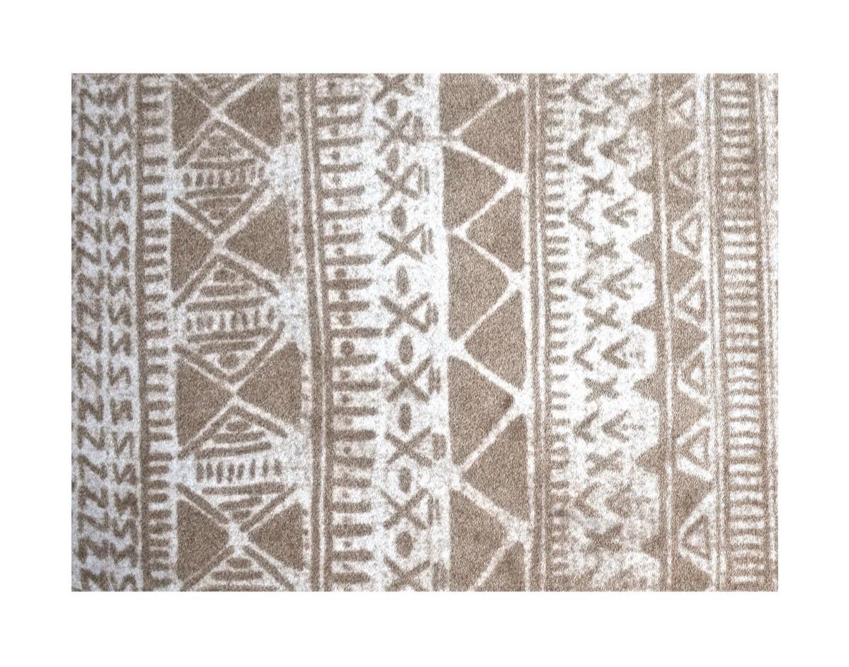 2' x 3' Sandy Tan and White Zigs and Zags Washable Floor Mat