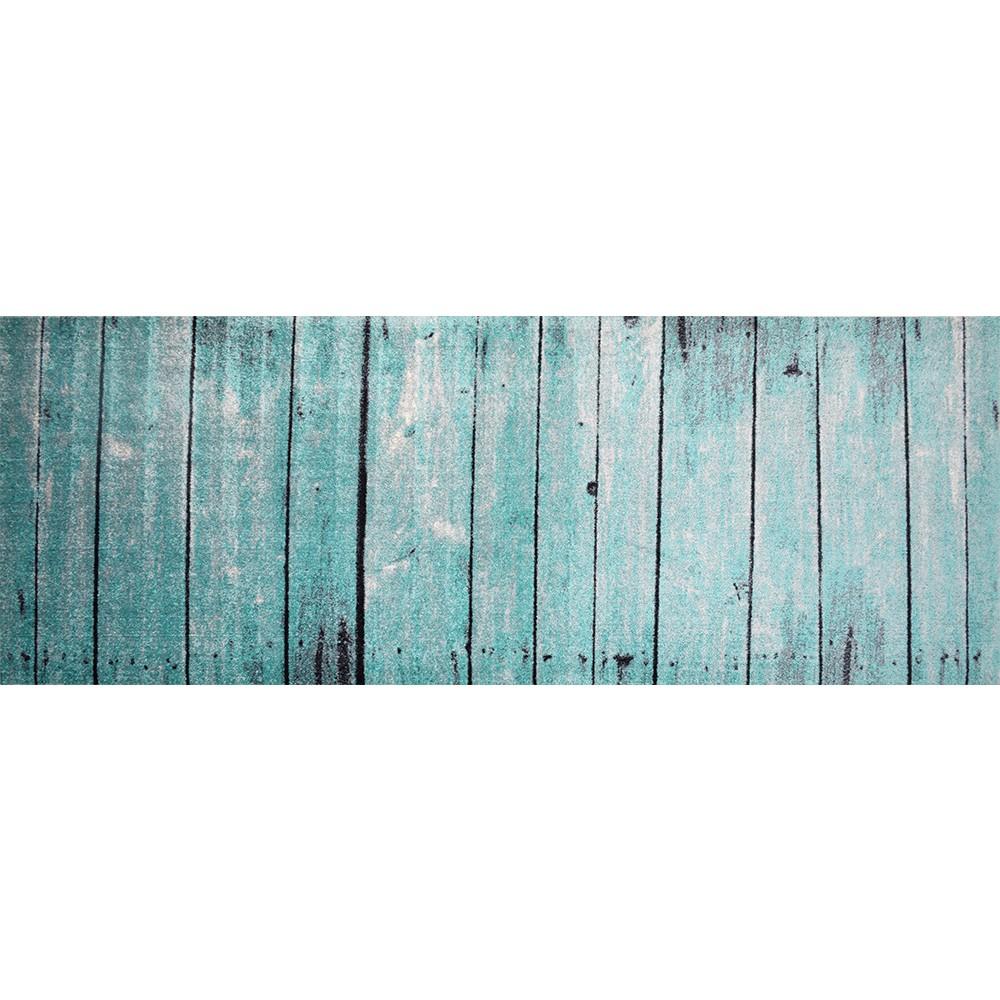 2' x 6' Rustic Teal and Gray Barn FloorWashable Runner Rug