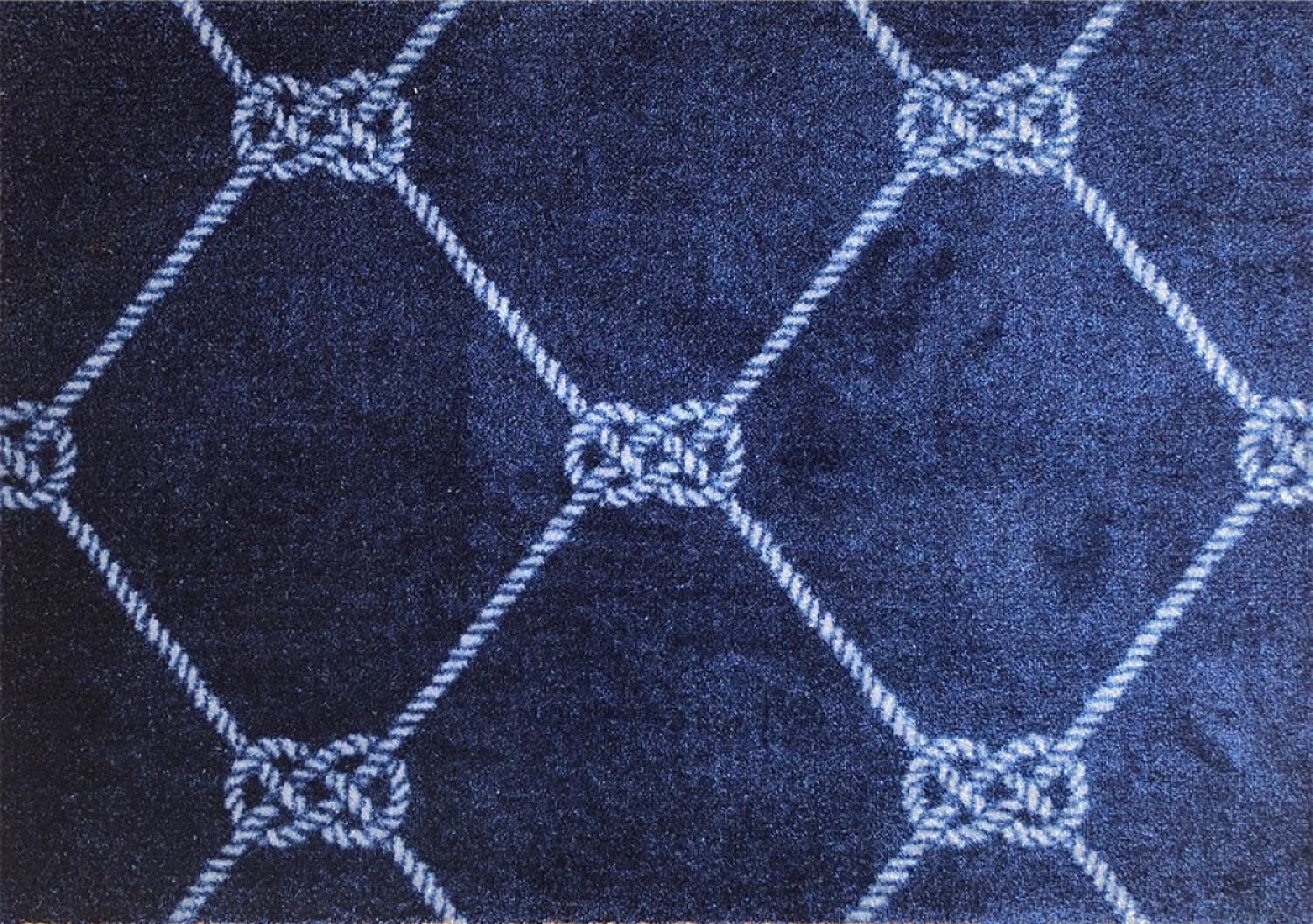 2' x 6' Blue and Taupe Tribal Washable Runner Rug