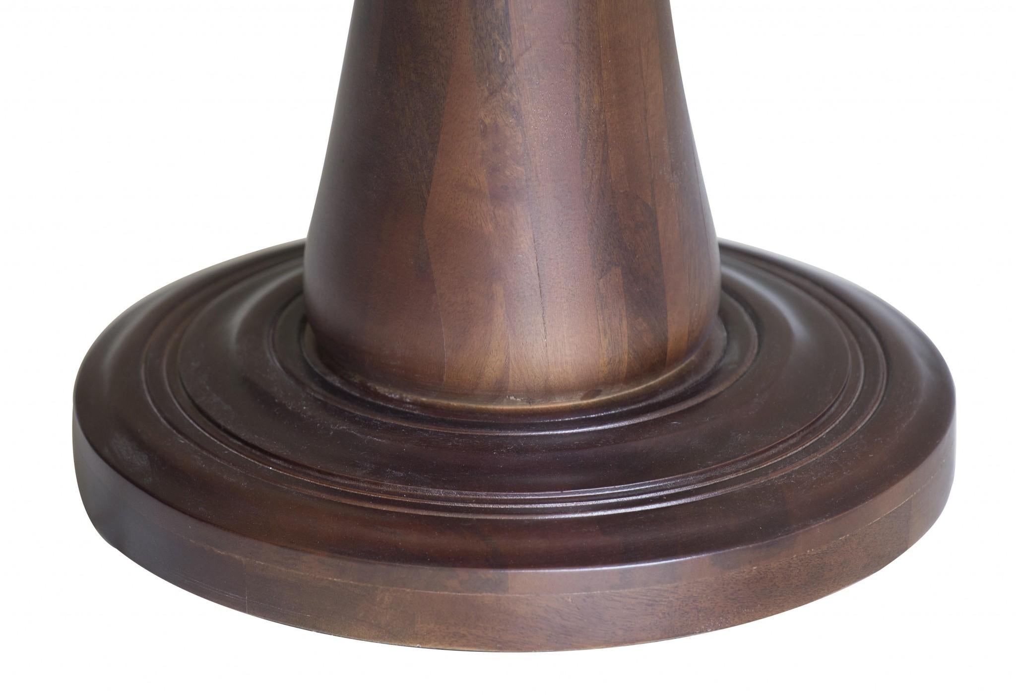 Rustic Warm Brown Turned Pedestal End Table