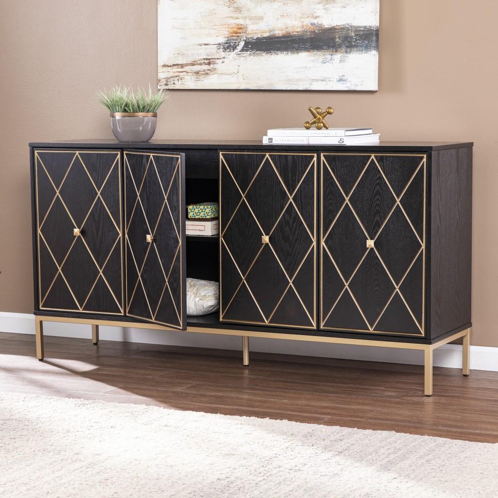 Black and Gold Harlequin Sideboard Storage Cabinet