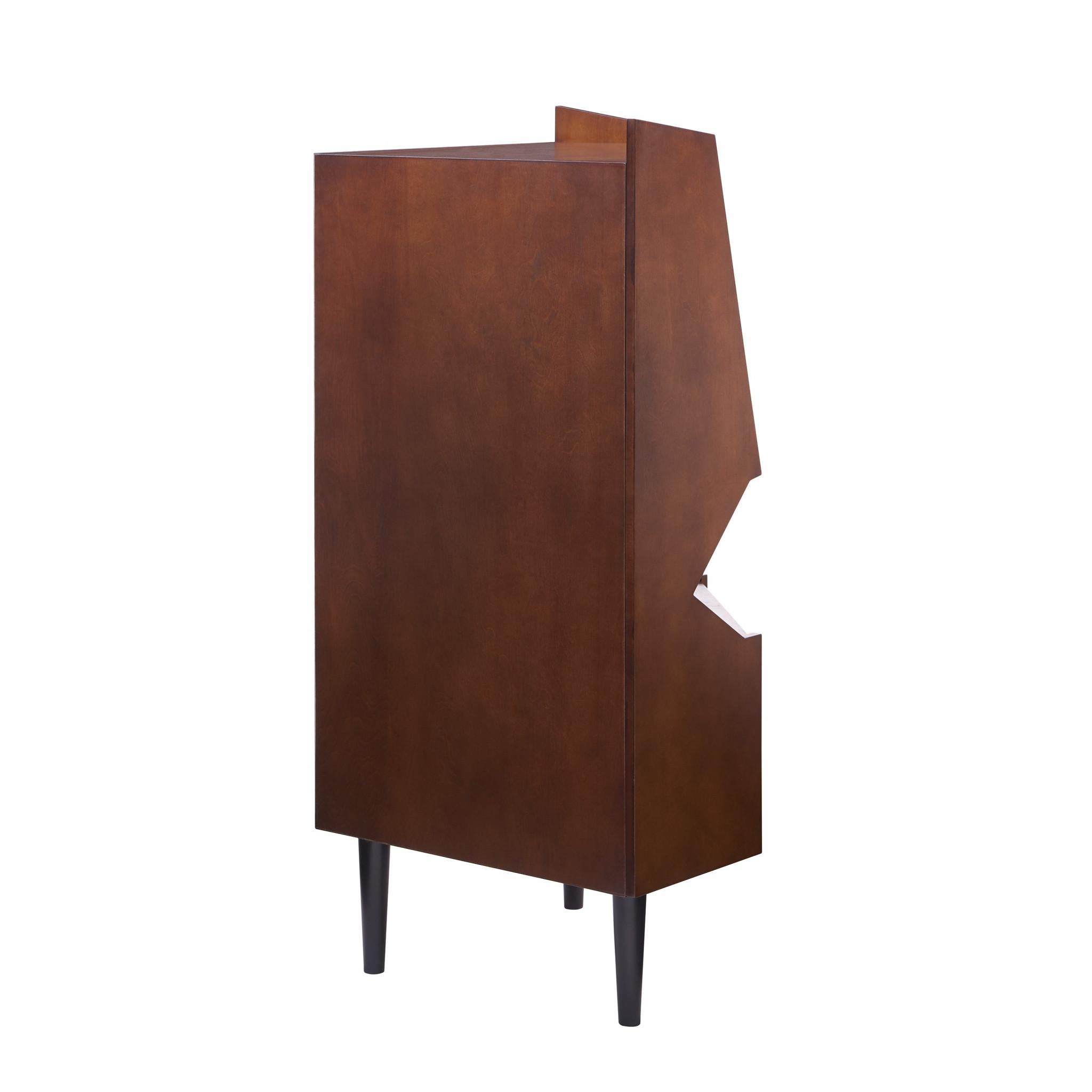 Cosmo Brown and Black Corner Bar Cabinet