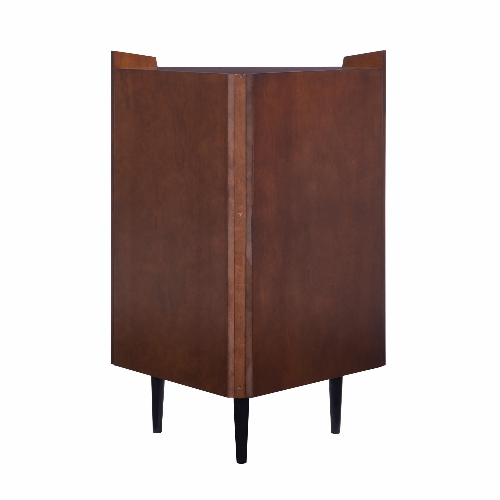 Cosmo Brown and Black Corner Bar Cabinet