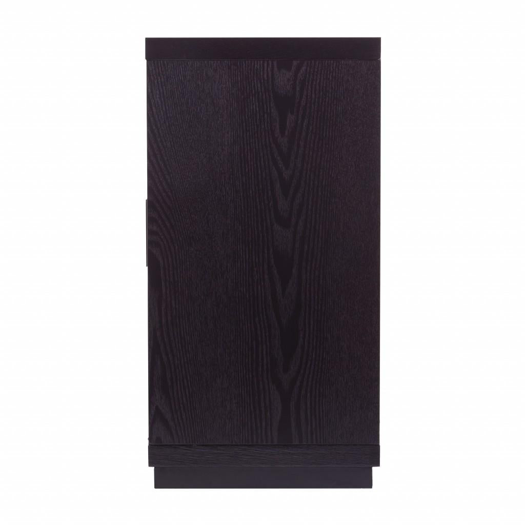 Dramatic Glam Black and Mirror Four Door Storage Cabinet