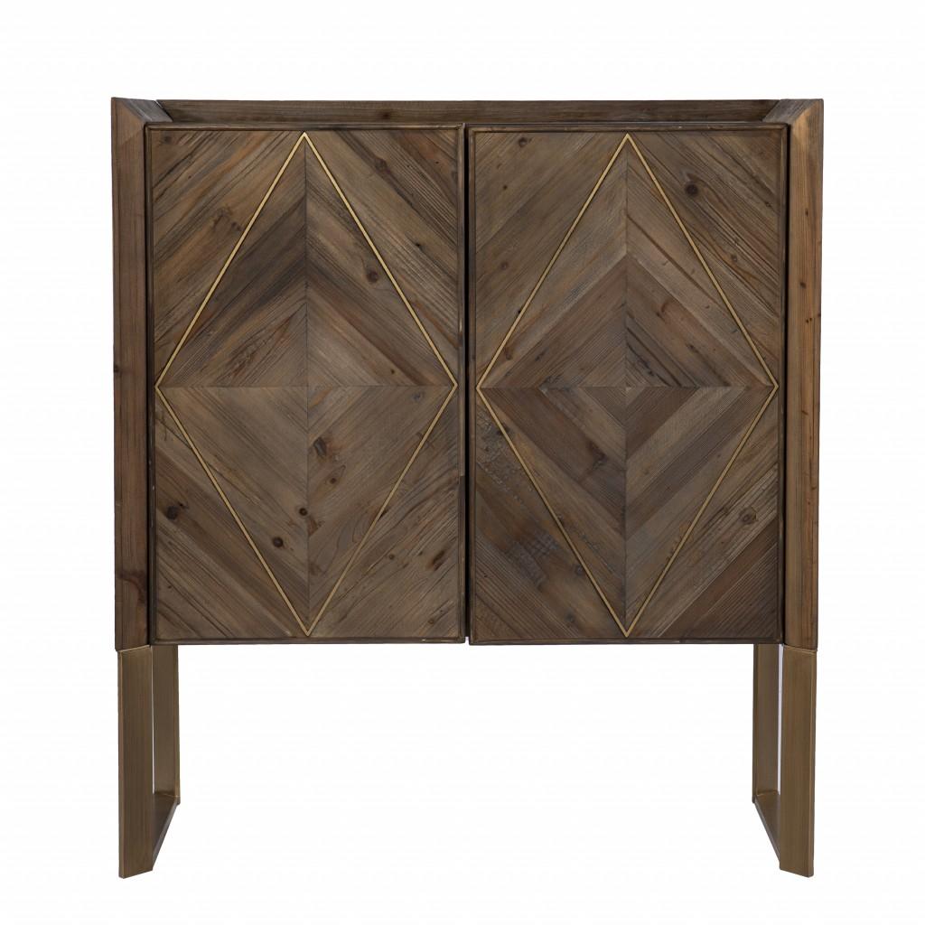 Mod Natural and Gold Reclaimed Wood Accent Cabinet