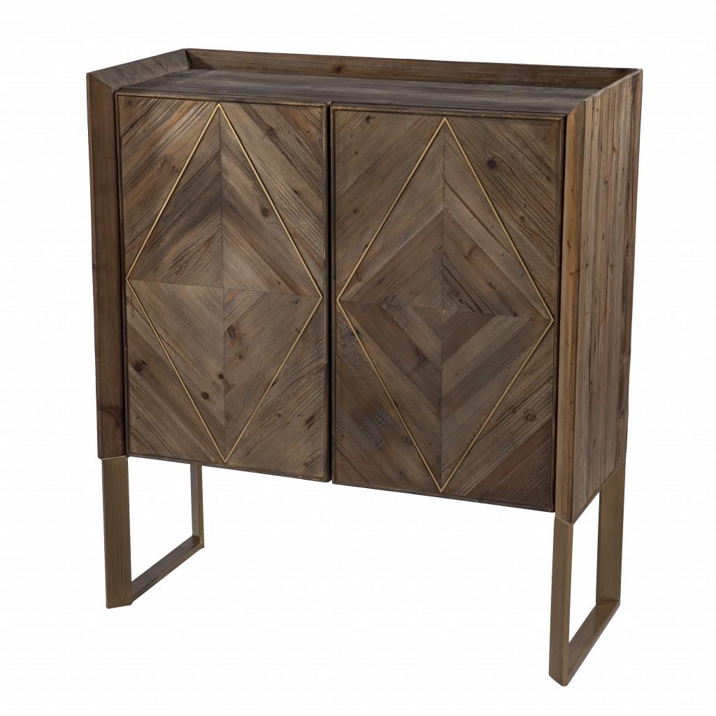 Mod Natural and Gold Reclaimed Wood Accent Cabinet