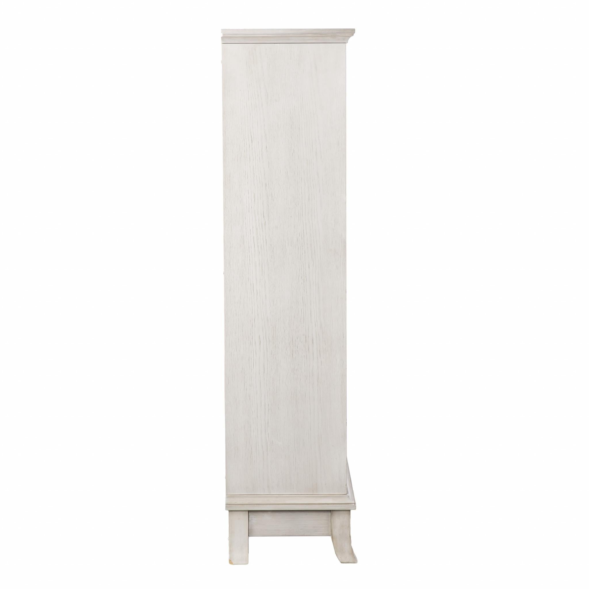 Rustic White Sliding Double Door Accent Cabinet