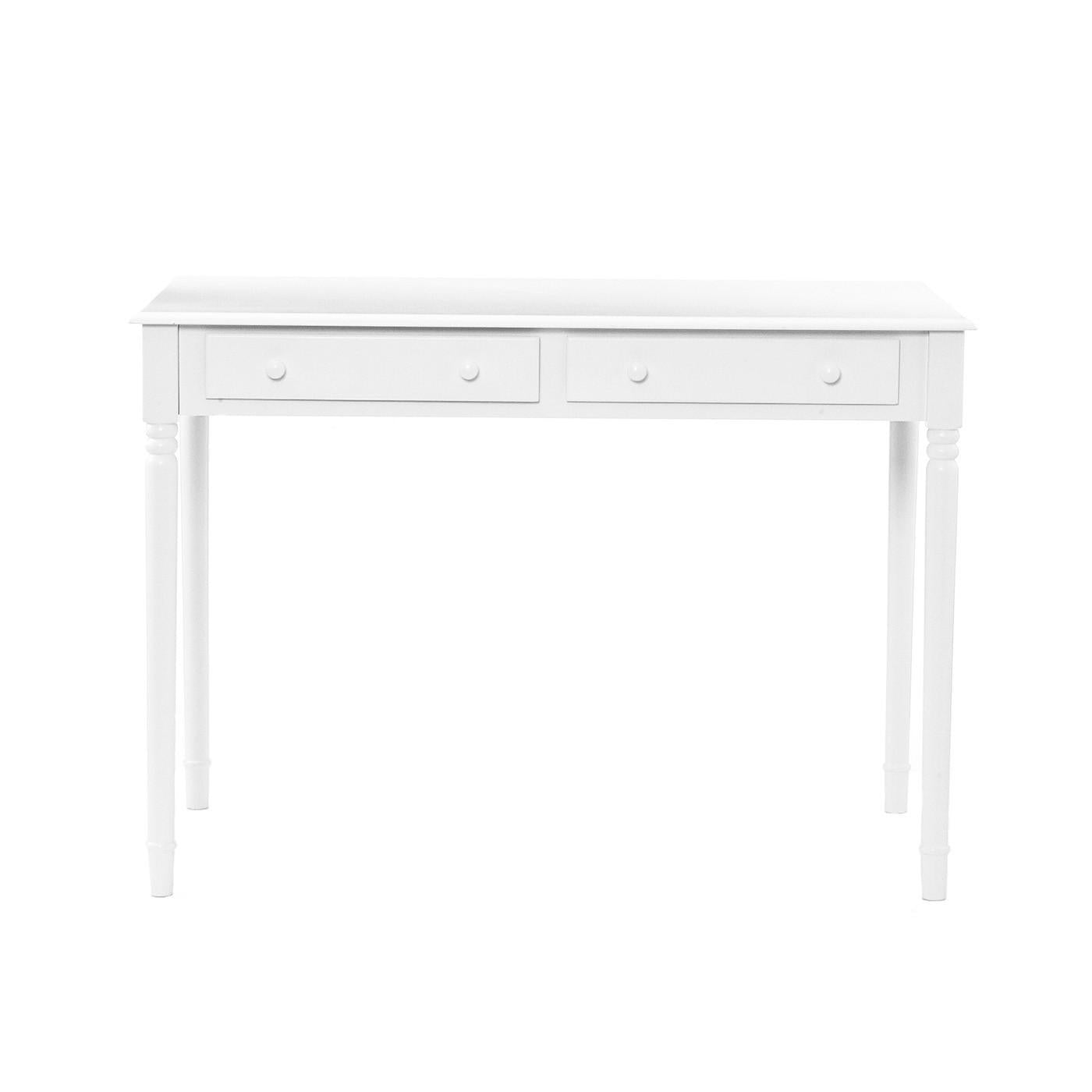 Crisp White Desk with Drawers