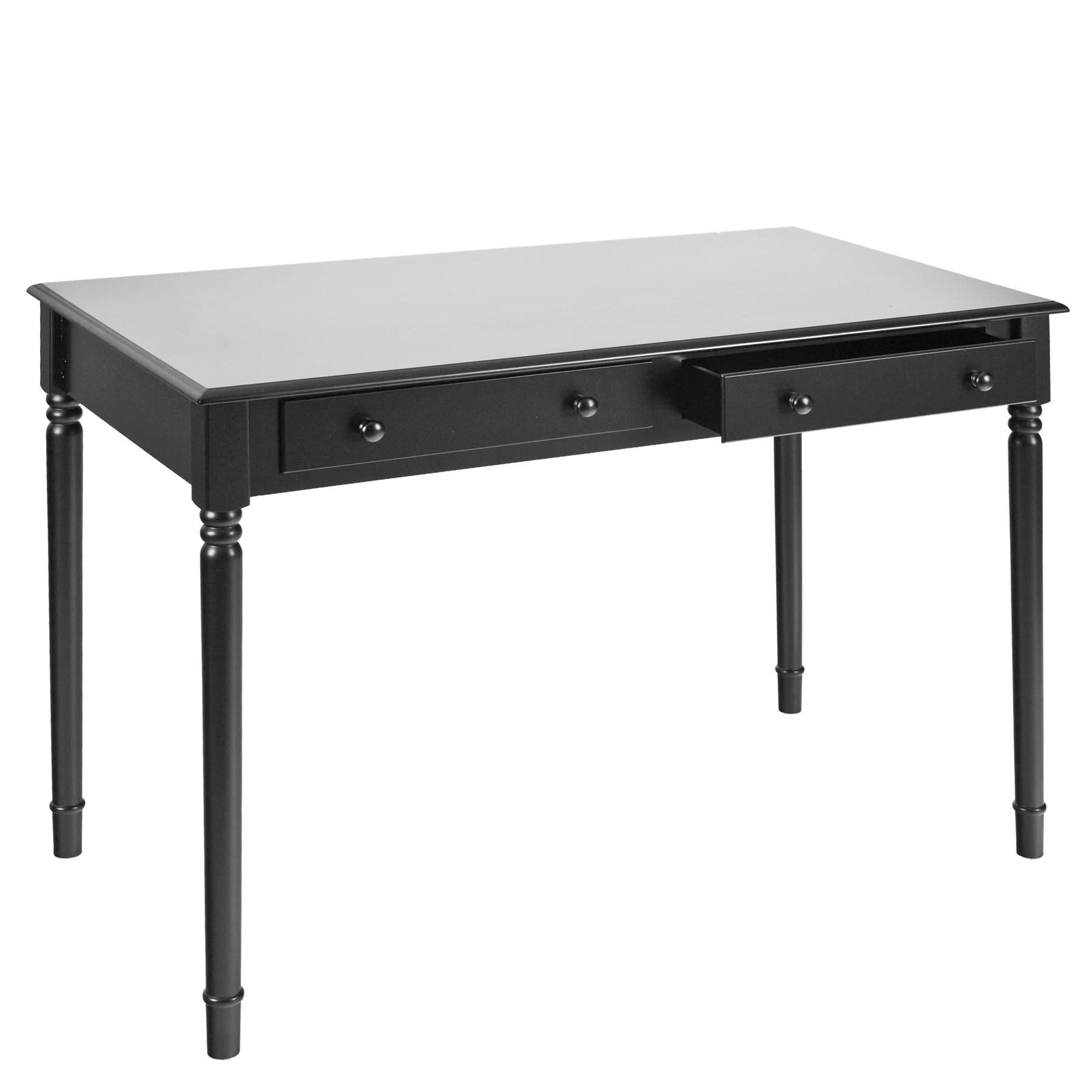 Satin Black Desk with Drawers