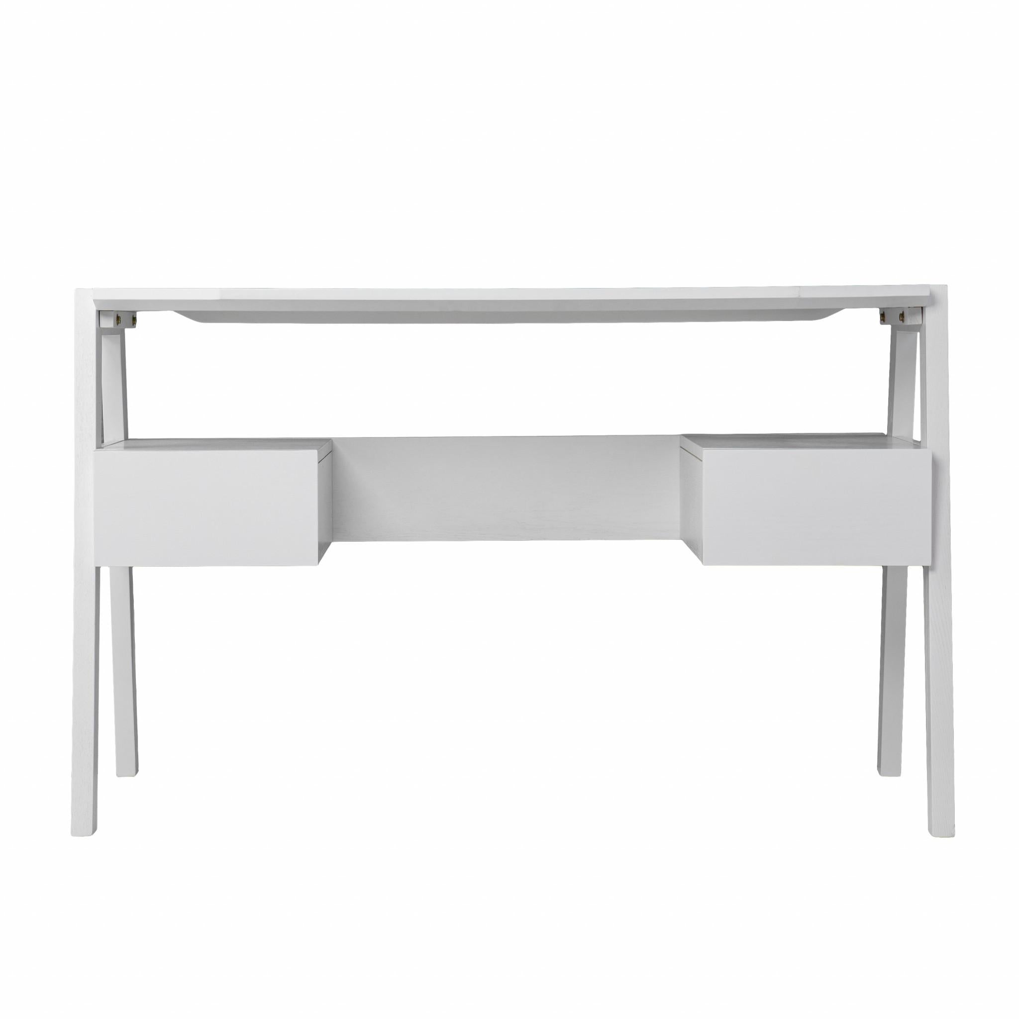 Metallic White Modern Writing Desk