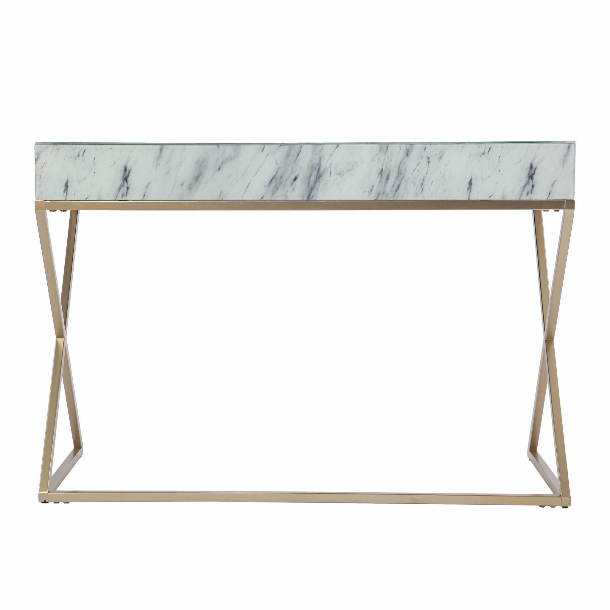 Faux Marble Writing Desk with Storage