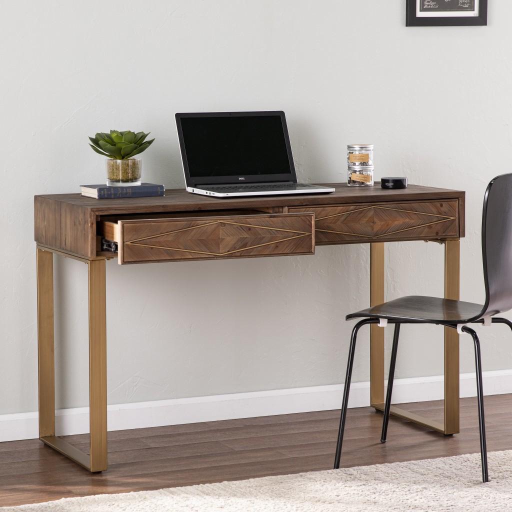 Shades of Brown and Gold Reclaimed Wooden Desk