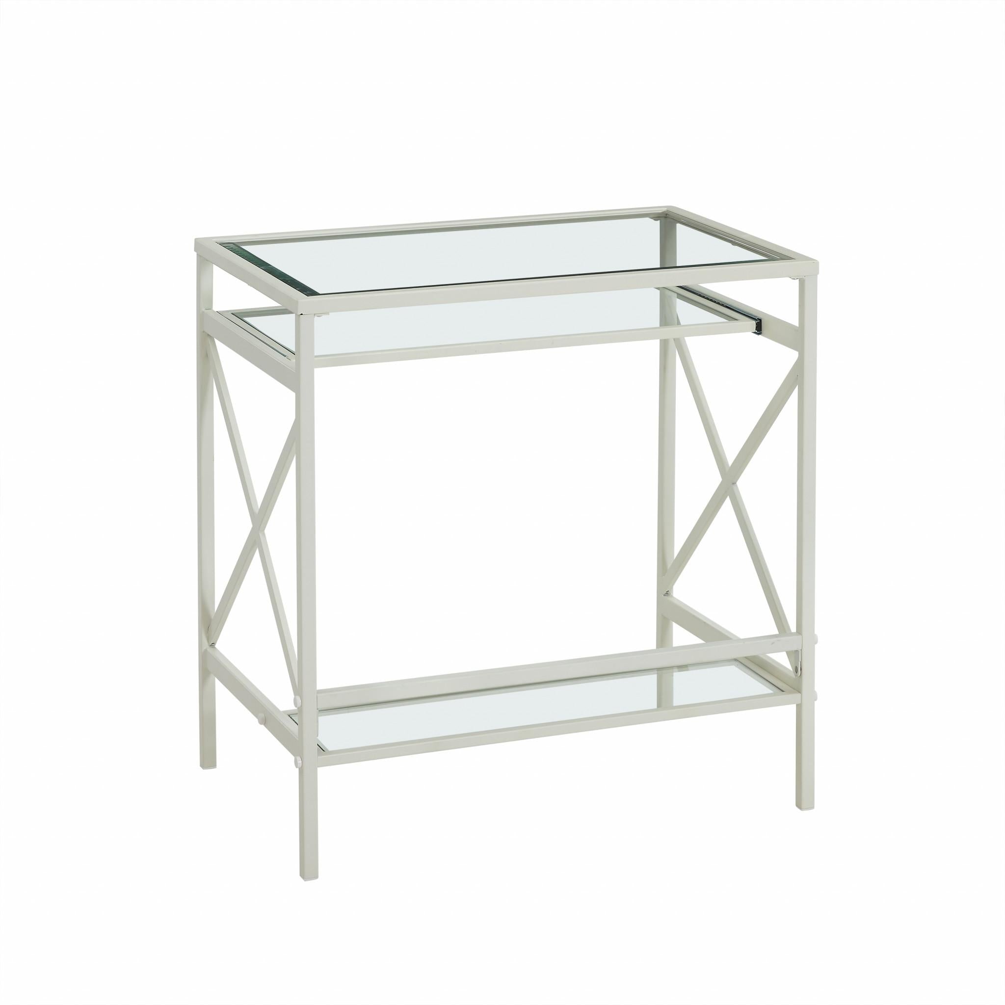 White Metal and Glass Compact Desk