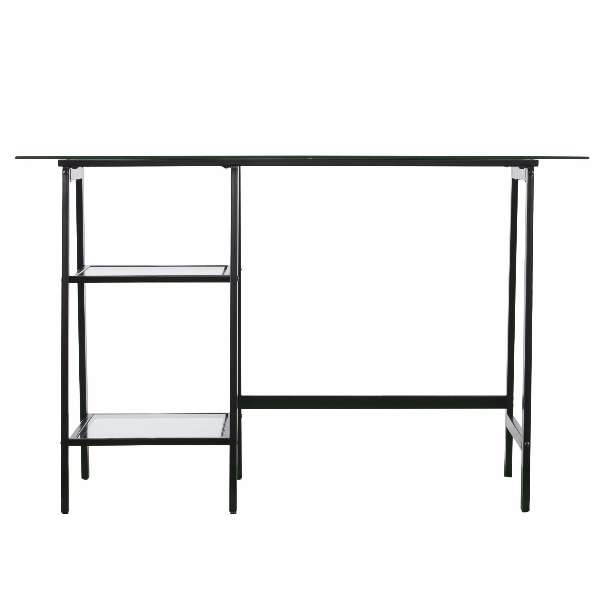 Black A Frame Metal and Glass Writing Desk