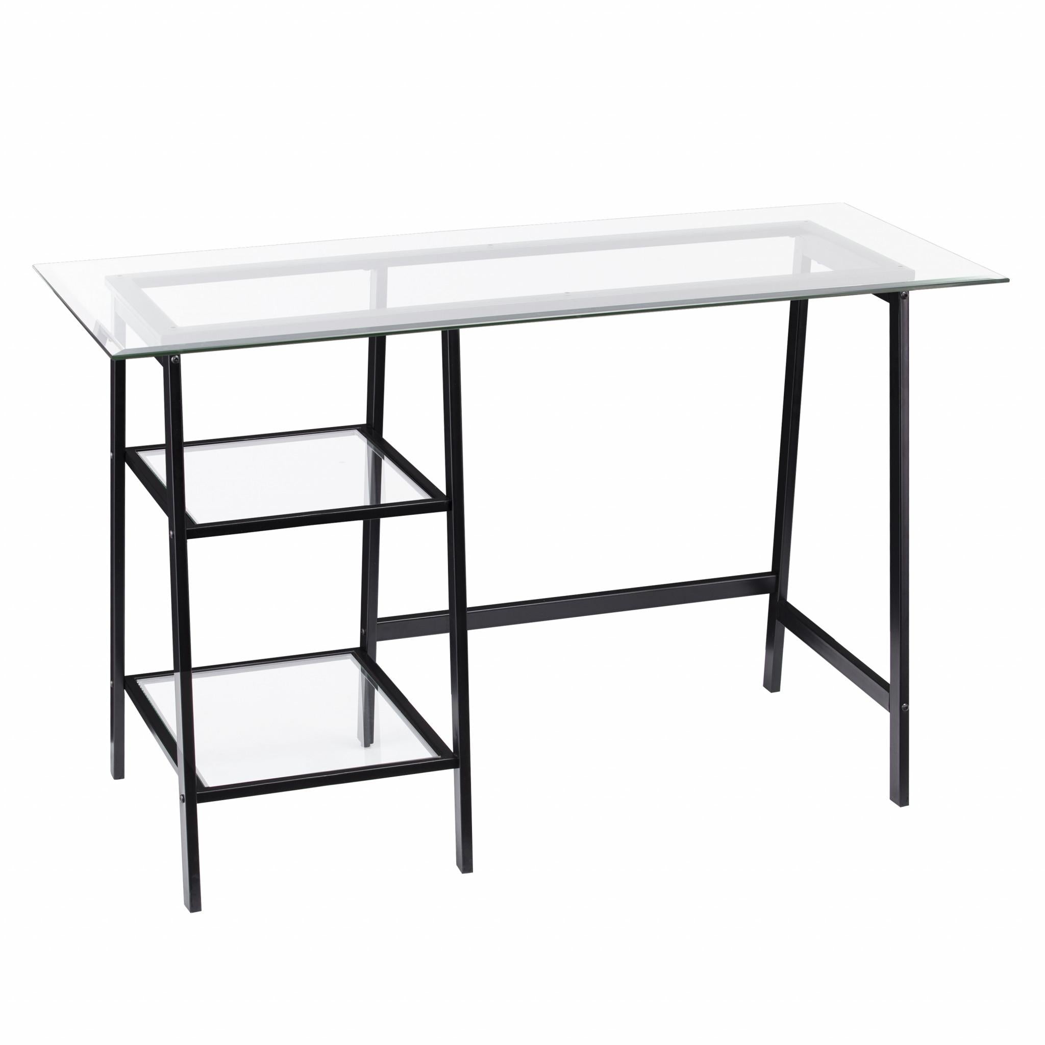 Black A Frame Metal and Glass Writing Desk