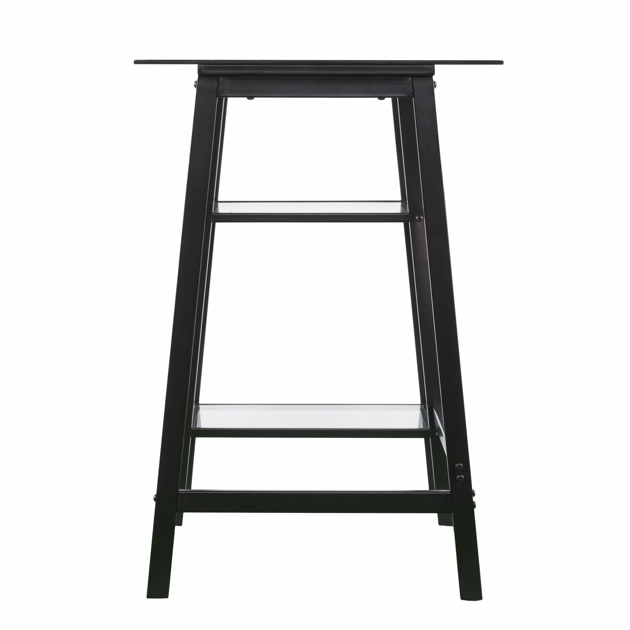 Black A Frame Metal and Glass Writing Desk