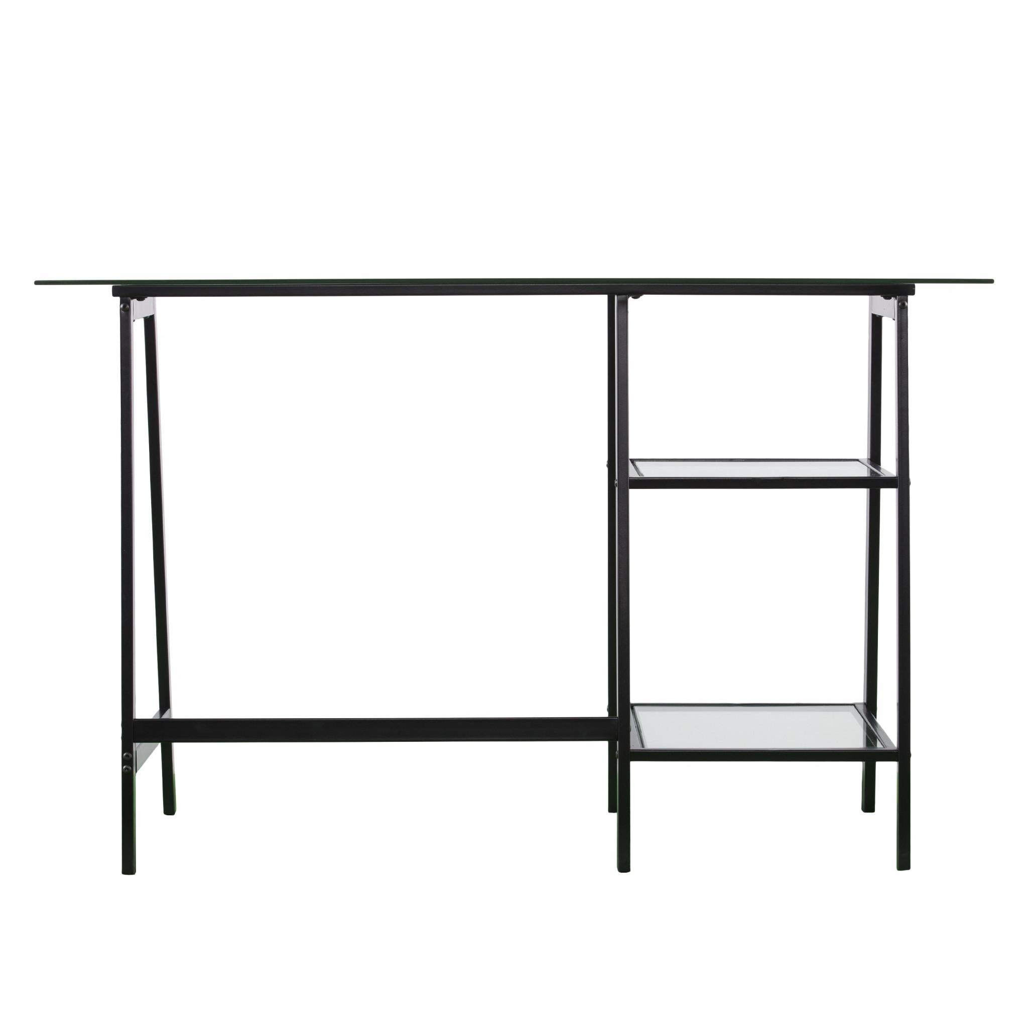 Black A Frame Metal and Glass Writing Desk