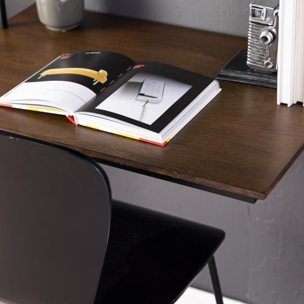 Dark Tobacco and Black Wall Mounted Floating Desk